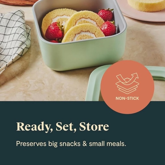 Caraway Glass 4.4 Cup Food Container - Ceramic Coated for Nonstick Storage-Cream - Picture 6 of 6